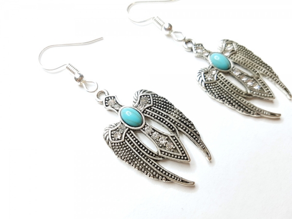 Flügel Kreuz Ohrringe silberfarben Engel